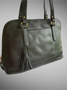 American Leather Works Vintage Black Leather Dome Satchel Shoulder Bag